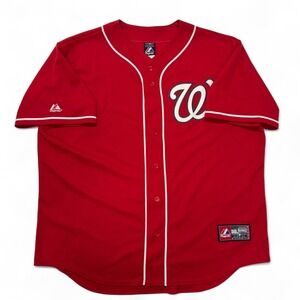 Majestic Washington Nationals MLB Baseball Jersey Red Mens 2X USA‎ Made